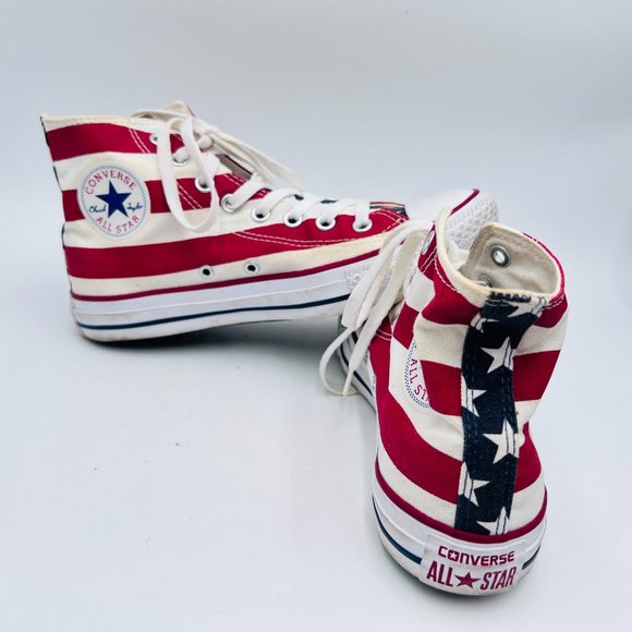 Vintage Converse size Woman 8.5 Chuck Taylor All Star High Top, American Flag - Picture 3 of 10
